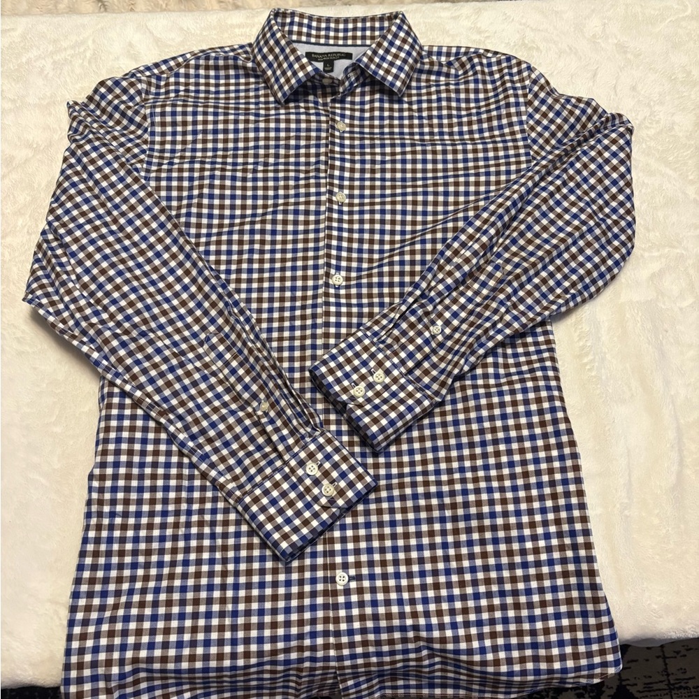 Banana Republic Checked Dress Shirt - Blue & Brown